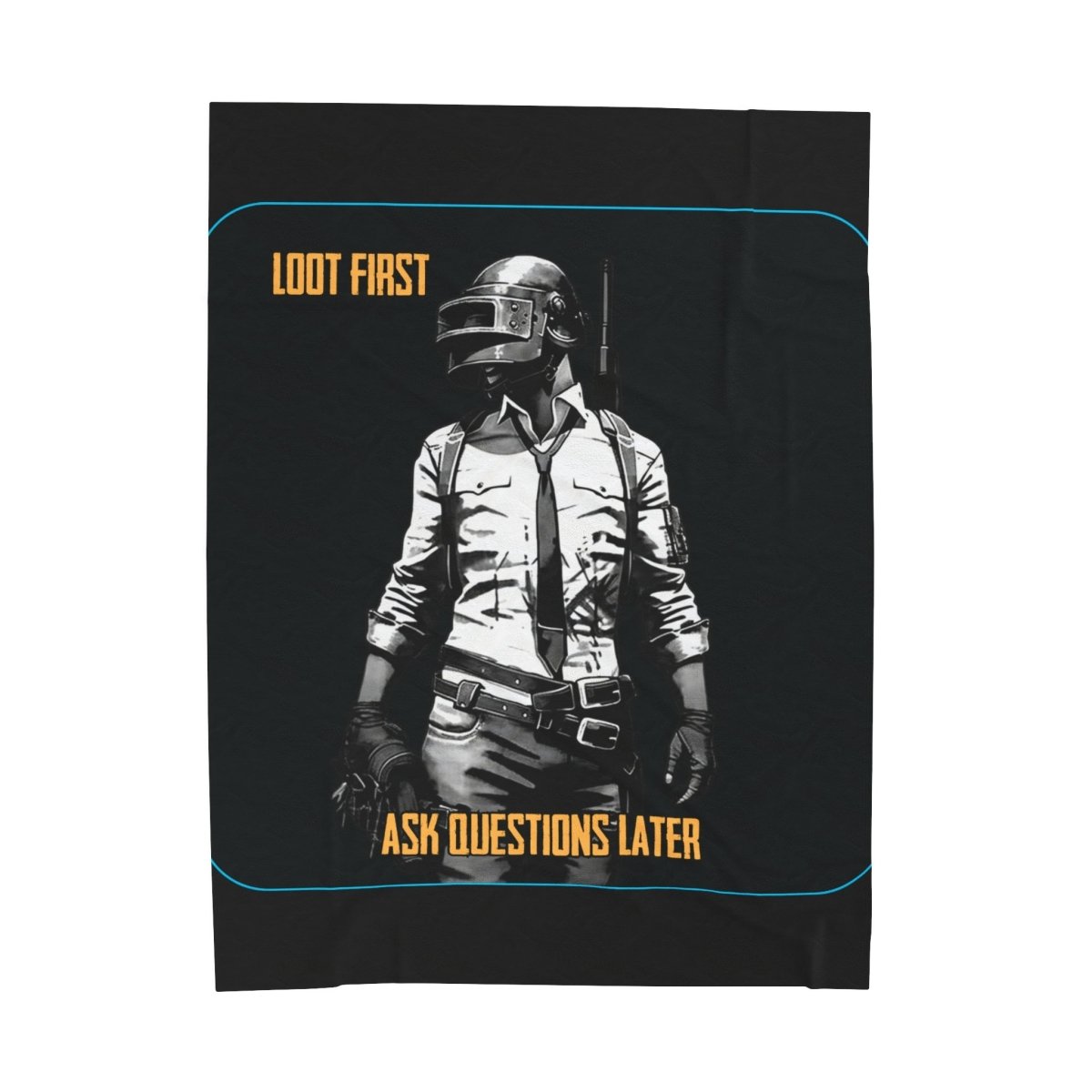 Goated Goods - PUBG - Loot First, Questions Later - Velveteen Plush Blanket - 60" × 80" -