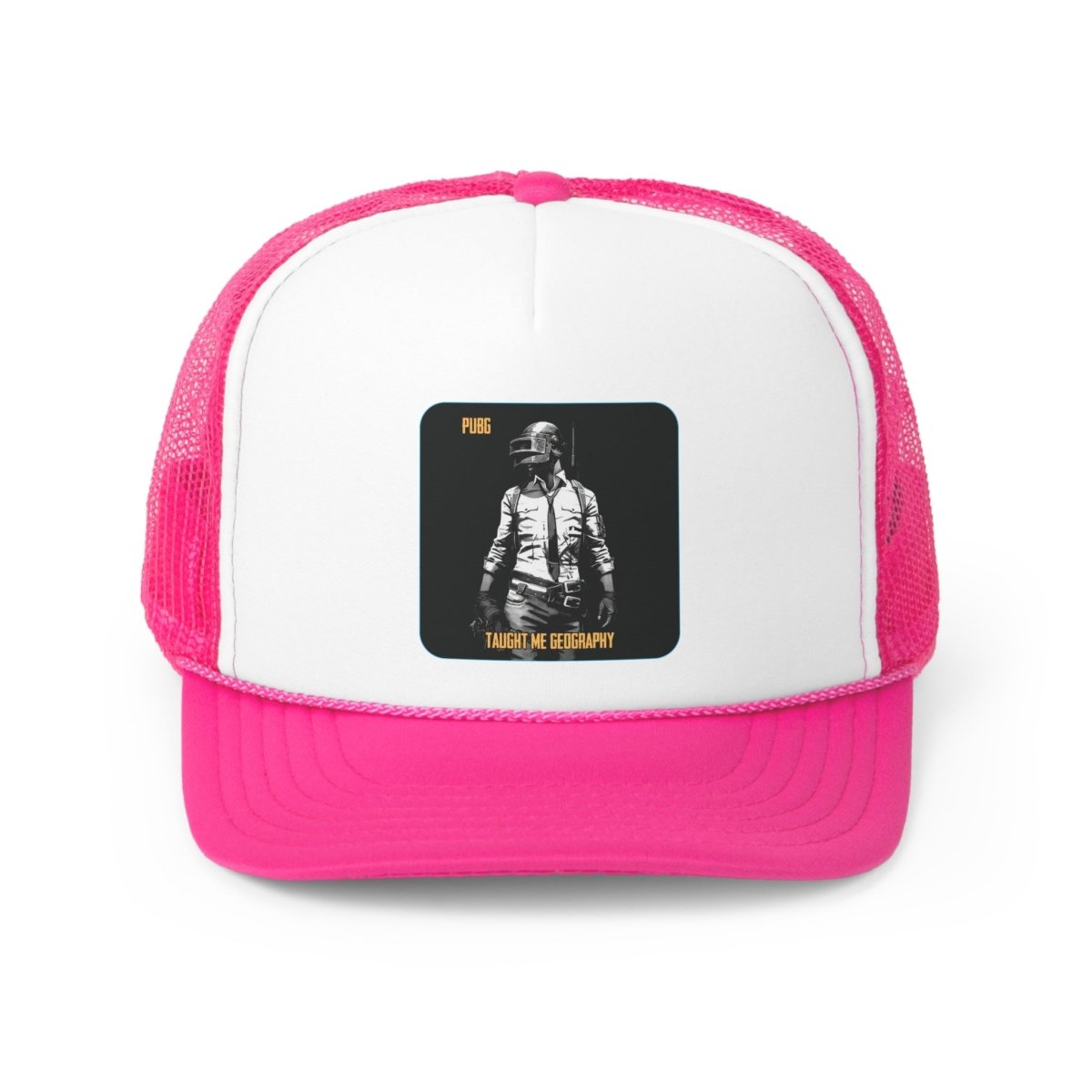 Goated Goods - PUBG - PUBG Taught Me Geography - Trucker Hat - Pink - One size