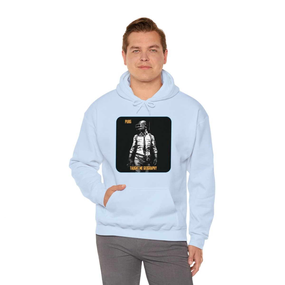 Goated Goods - PUBG - PUBG Taught Me Geography - Unisex Hoodie - Light Blue - S